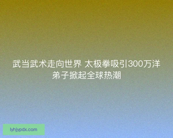 武当武术走向世界 太极拳吸引300万洋弟子掀起全球热潮