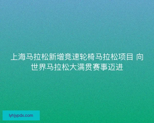 上海马拉松新增竞速轮椅马拉松项目 向世界马拉松大满贯赛事迈进