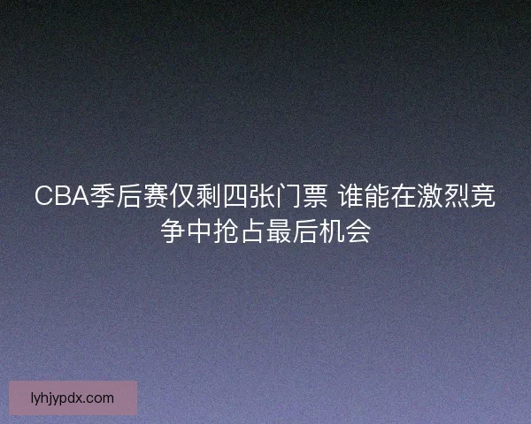CBA季后赛仅剩四张门票 谁能在激烈竞争中抢占最后机会