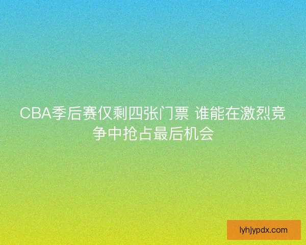 CBA季后赛仅剩四张门票 谁能在激烈竞争中抢占最后机会